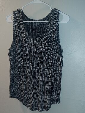 LOFT Black and White Polka Dot Sleeveless Tank Sz M